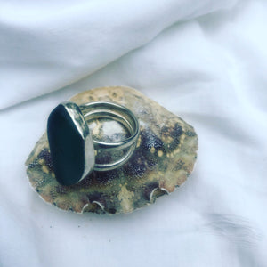 ring silver with sea glass