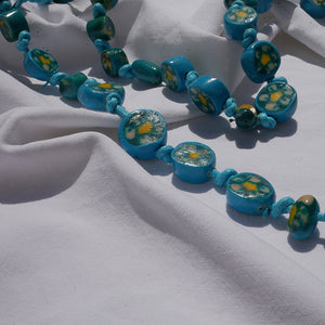 necklace with colourful hand made beads
