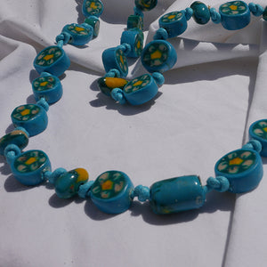 necklace with colourful hand made beads