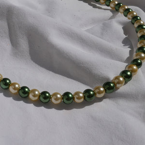 necklace on cable with beads