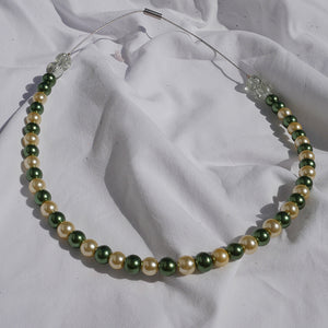 necklace on cable with beads