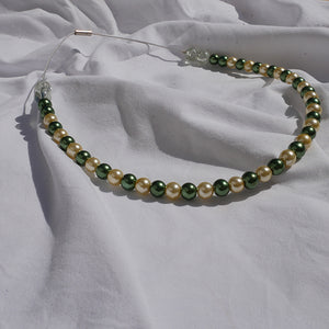 necklace on cable with beads