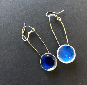 Blue resin earrings