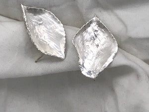 Earrings - delicate silver leaves
