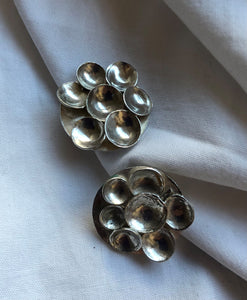 Earrings, silver flowers