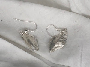 Earrings - delicate silver leaves
